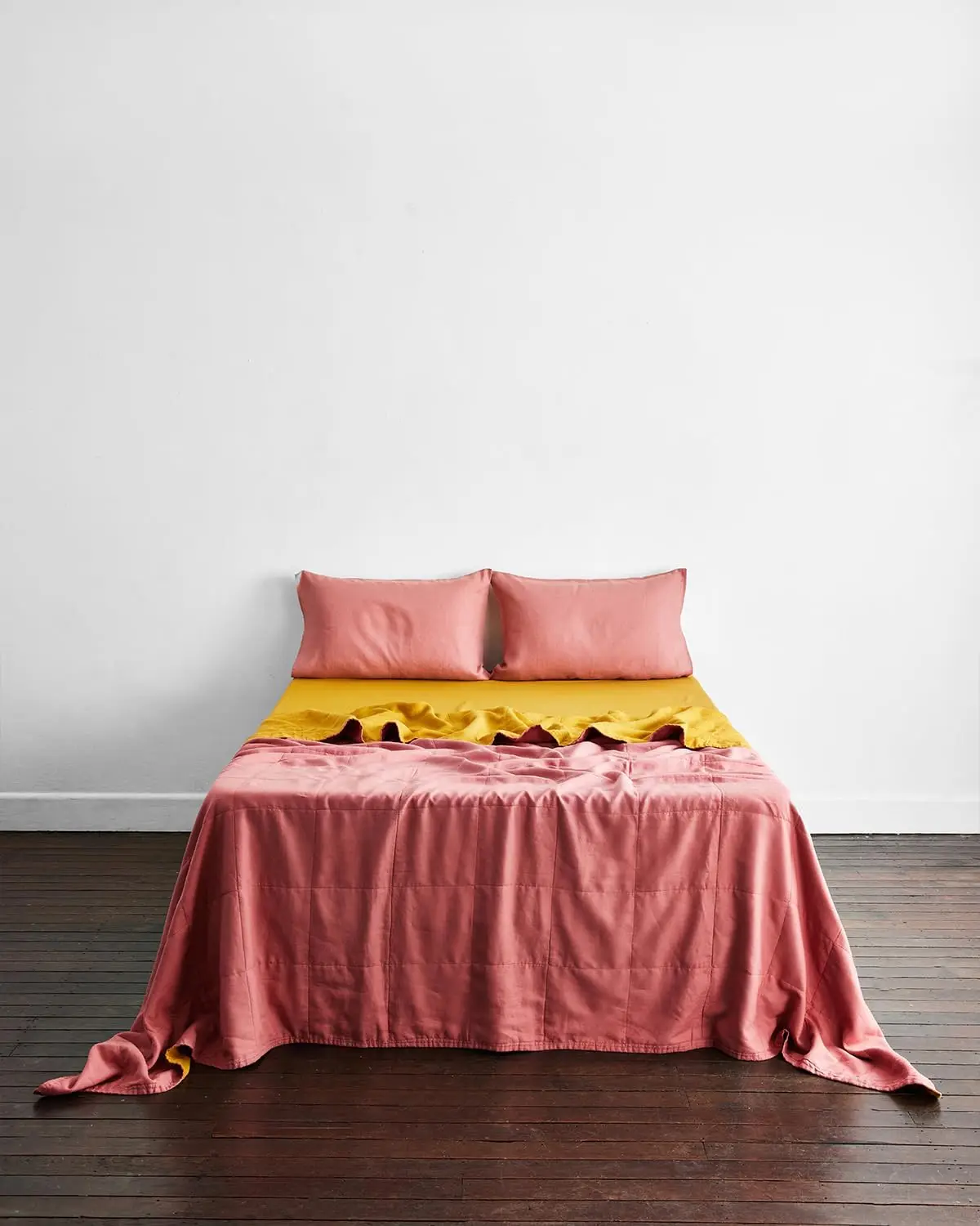 Bed Threads - Linen Quilt - 100% French Flax Linen & Rayon Derived From Bamboo - Square-Stitched - Soft & Eco-Friendly