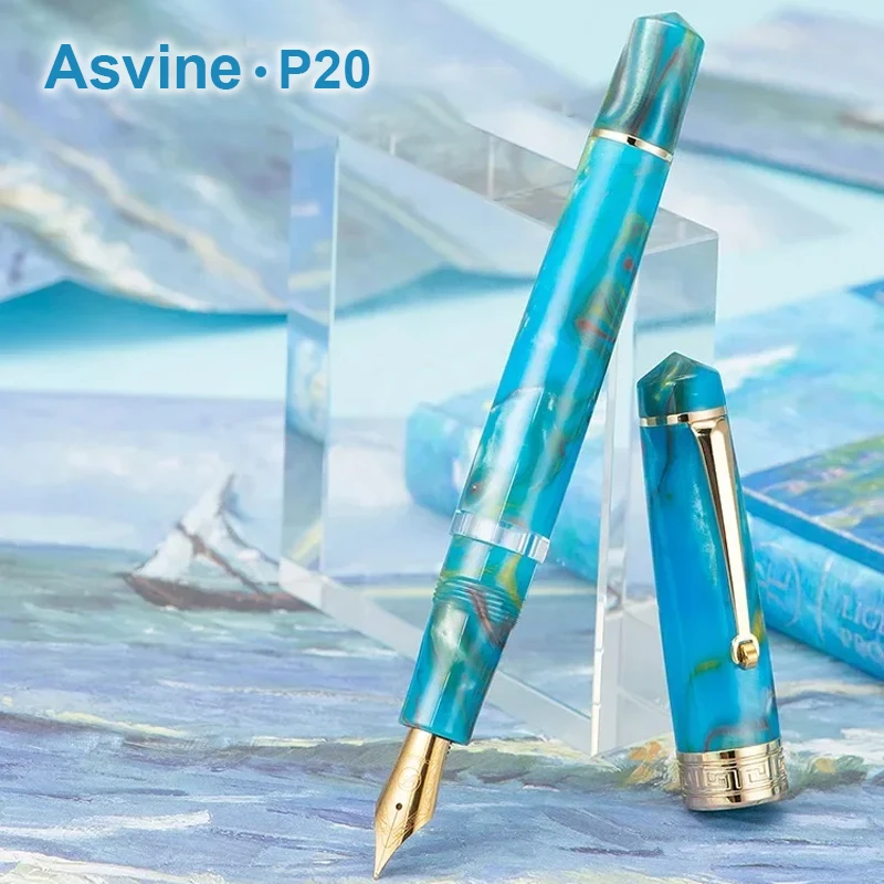 asvine p20 piston filling fountain pen caneta luxo elegante acrilico clipe dourado ef f m nib escritorio escola artigos de redacao papelaria 01