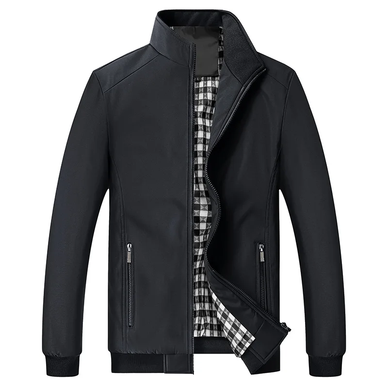 

Autumn Winter Outerwear Solid Casual Loose Simple Zipper Jacket Men's Winter Jackets Stand Collar Coat Open Stitch Coat
