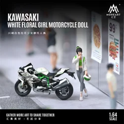 (Pre-order) MoreArt 1:64  KAWASAK WHITE FLORAL GIRL MOTORCYCLE DOLL