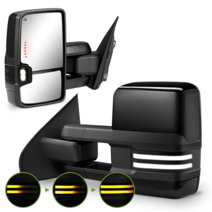 

Towing Mirrors for Chevy Silverado/GMC Sierra 1500 2014-2018 2500HD 3500HD 2015-2019 Switchback Dynamic Turn Signal Running Lig