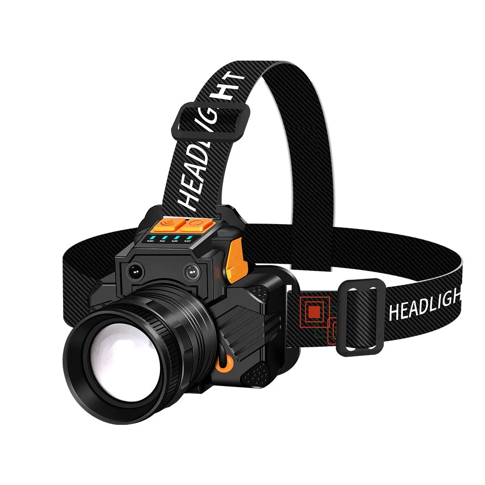 30W LED Headlamp with 800m Illumination USB Rechargeable IPX4 Waterproof for Trekking Hiking Fishing Night Work