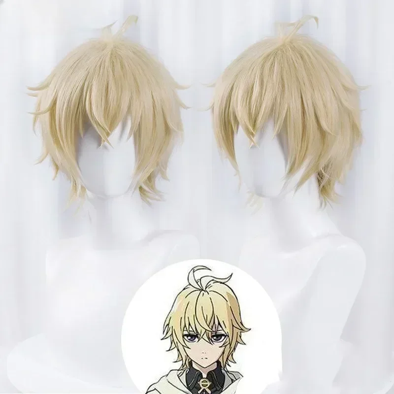 

Mikaela Hyakuya Cosplay Wig Men Short Light Blond Wig Cosplay Anime Cosplay Wigs Heat Resistant Synthetic Wigs
