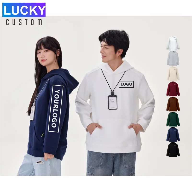 Personalizado adicione seu texto foto solta tamanho grande bolso hoodies para homens mulheres projete seus próprios tops com cordão ajustável