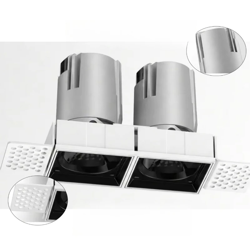 Interior design 5W * 2 12W * 2 20W * 2 LED downlight, ceiling recessed aluminum frameless spotlight, frameless LED hotel