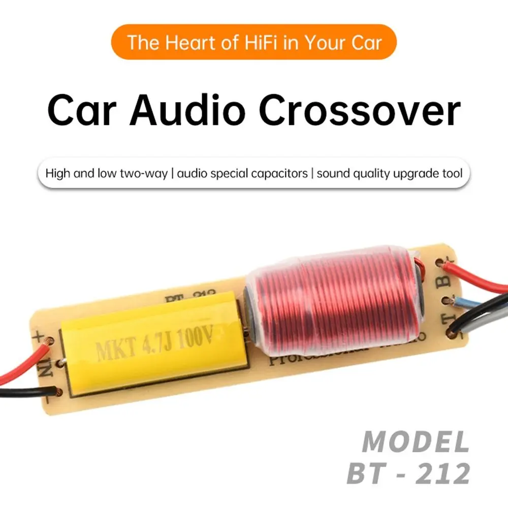 1Pcs 80W Car Audio 2-Way Crossover 4-8ohm Impedance 2800Hz Frequency Point HiFi Frequency Divider Mini 2-Way Frequency Division