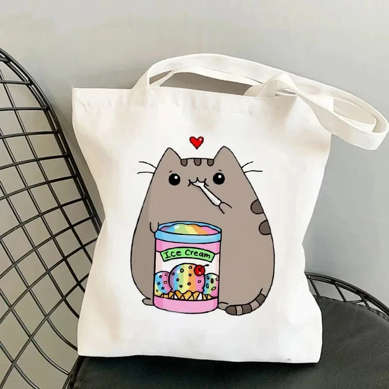 Cute Cartoon Animal Lovely Handbag Ladies Printing Casual Shoulder Large Capacity Canvas Girls Portable Eco Shopping Tote Bag