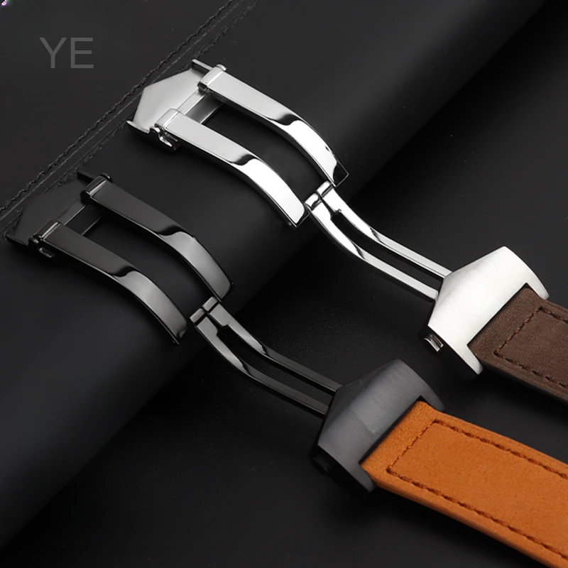 Para tag heuer série sweatproof respirável design pulseira de couro genuíno fivela dobrável fosco pulseiras 20 22 24mm
