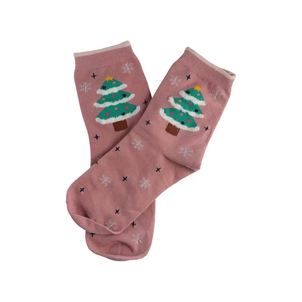 Harajuku Cotton Christmas Socks Gingerbread Man Santa Claus Cartoon Hosiery Cloth Accessories Snowman Mid-Tube Socks Girls