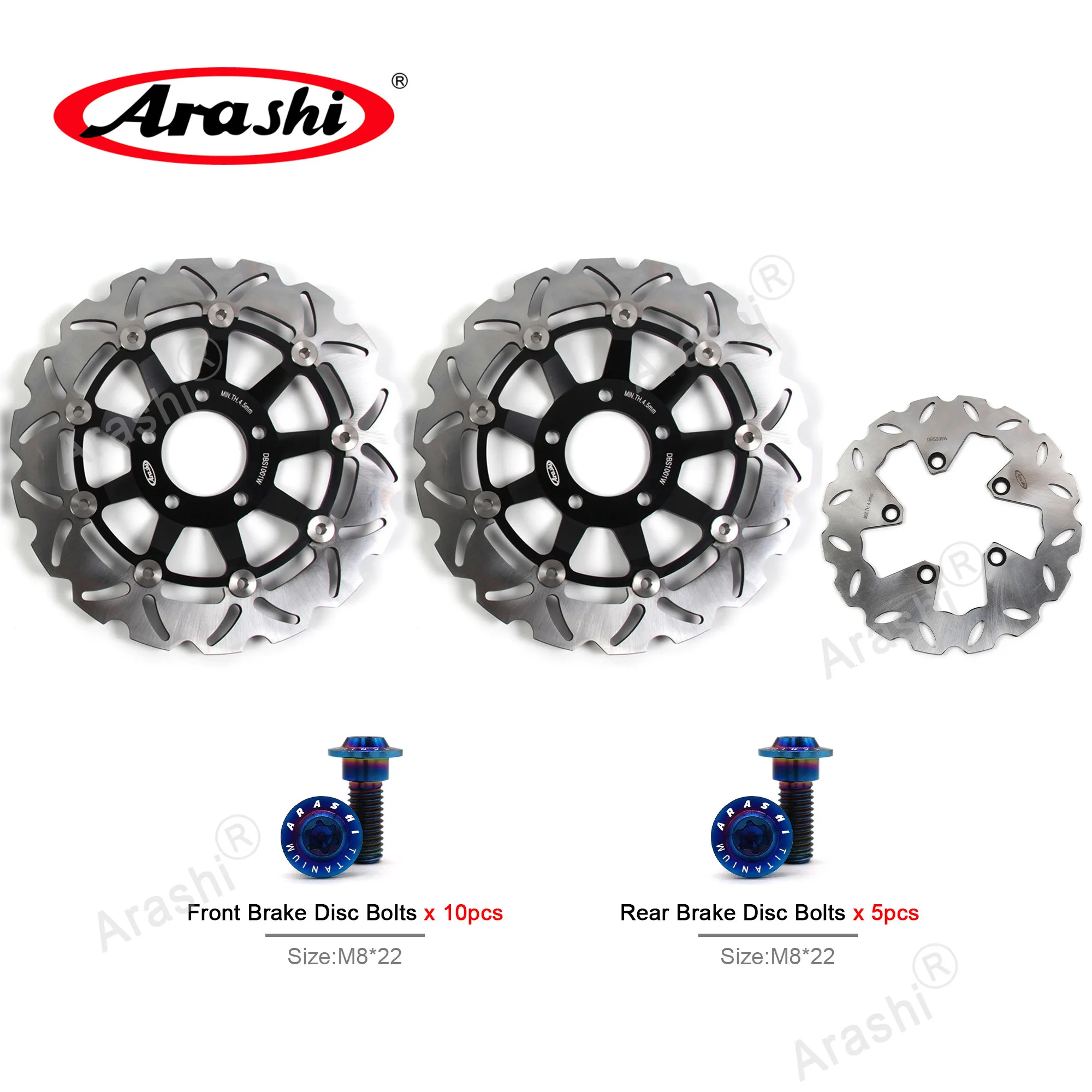 

Arashi CNC Brake Disc Bolt Set For SUZUKI SV650 / SV650S 1999 2000 2001 2002 / GSX750F GSX-F 750 1998 - 2003 Front Rear Rotor