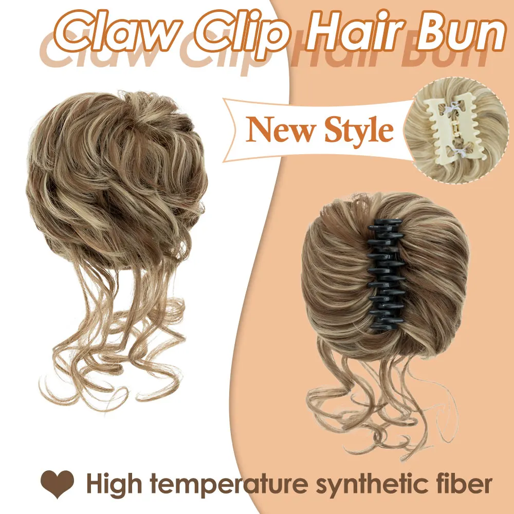 Snoilite-Synthetic Messy Chignon Bun, extensões Scrunchies, cabelo ondulado, Updo Hairpiece, garra no rabo de cavalo, fibra de alta temperatura