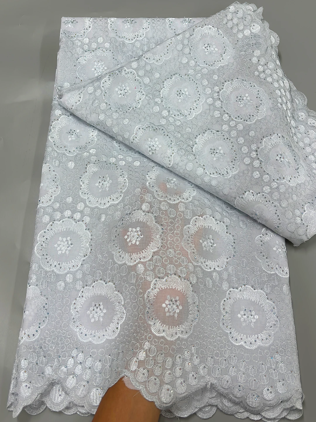 Latest African 100% Cotton Lace Fabric 2025 High Quality African Swiss Voile Lace In Switzerland  Fabric For Women Party Dress