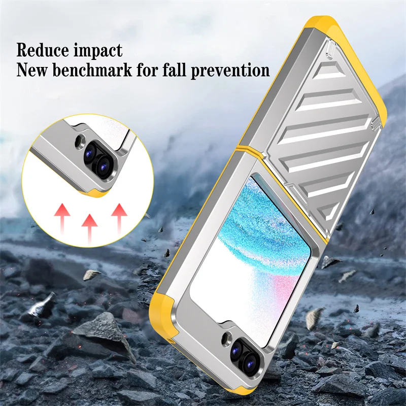 Electroplated Hinge Armor Folding Phone Case For Samsung Galaxy Z Flip 3 4 5 6 5G Shockproof Hard Case For Galaxy Z Flip 6 5G