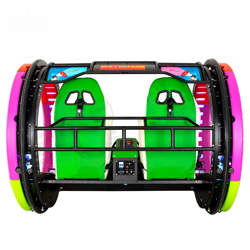 Amusement Park Ride Swing 360 Rolling Car Simulator For Adult Fun 360 Degree Rotation Happy Rolling With Led Light