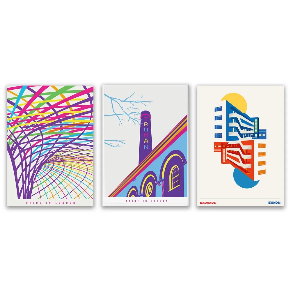 Pride of London, King's Cross, Old Truman Brewery, Isokon Building, Bauhaus Poster, Modernist Architecture, Gifts for Londoners
