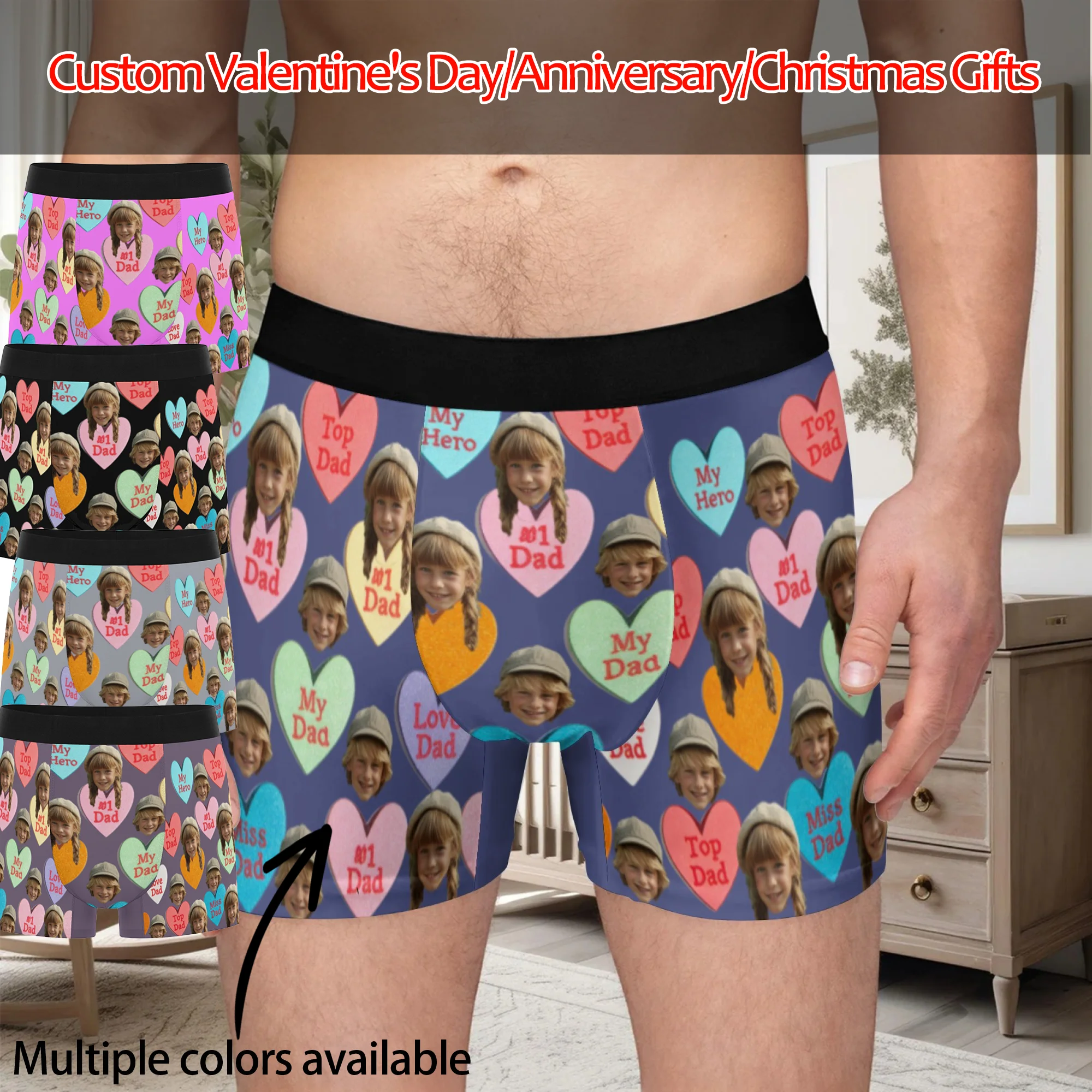 Personalized Face Photo Underwear Custom Boxer Briefs Custom Men Valentine's Day Gift For Husband Anniversary Gift for Dad