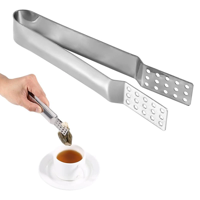 Tea Bag Clip Stainless Steel Thickened Lemon Tweezer Ice Sugar Barbecue Clip Home Kitchen Gadget Teaware Tong Squeezer Food Clip