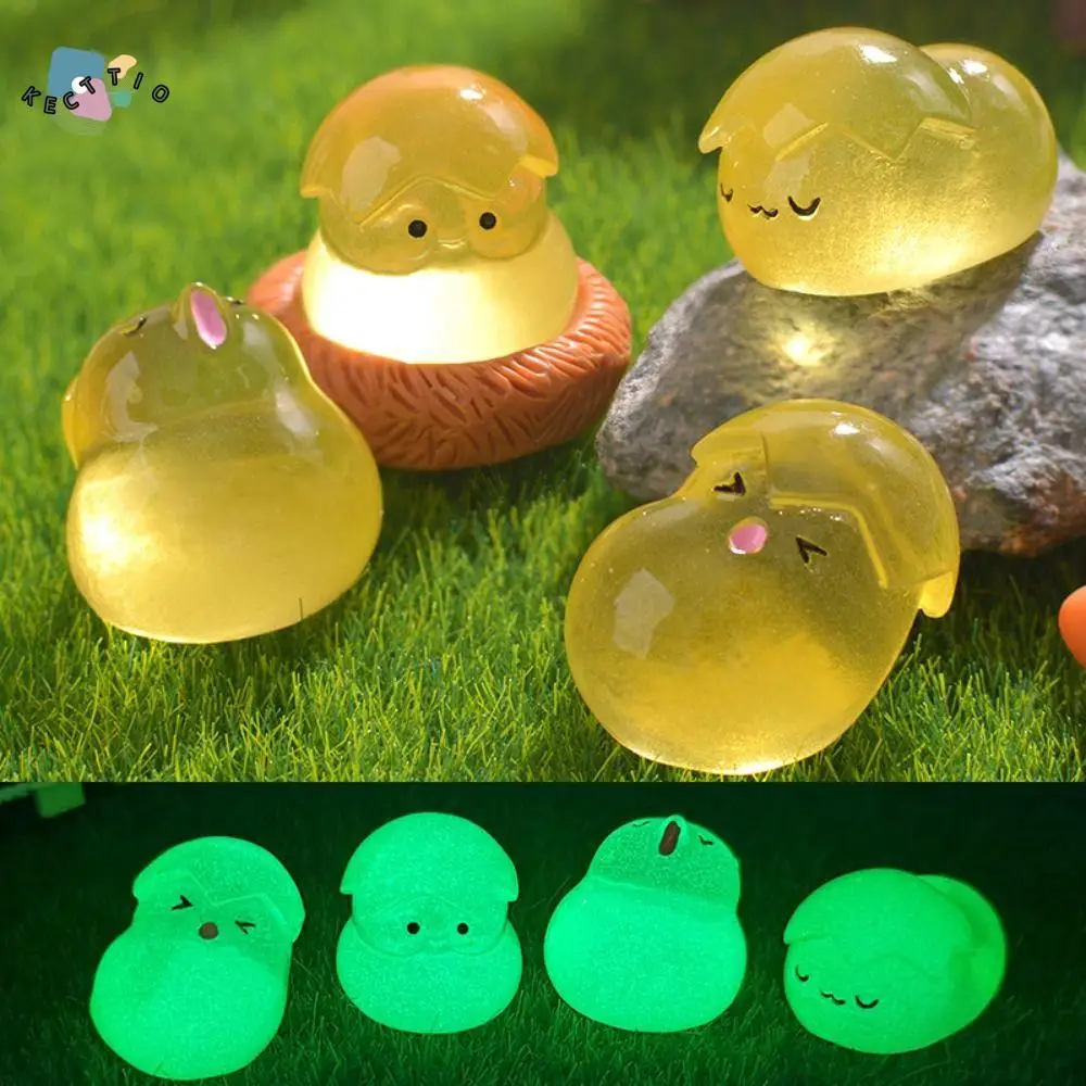 

Cartoon Mini Luminous Broken Shell Egg Light in The Dark Cute Broken Shell Egg Figurines Miniatures DIY Resin Crafts