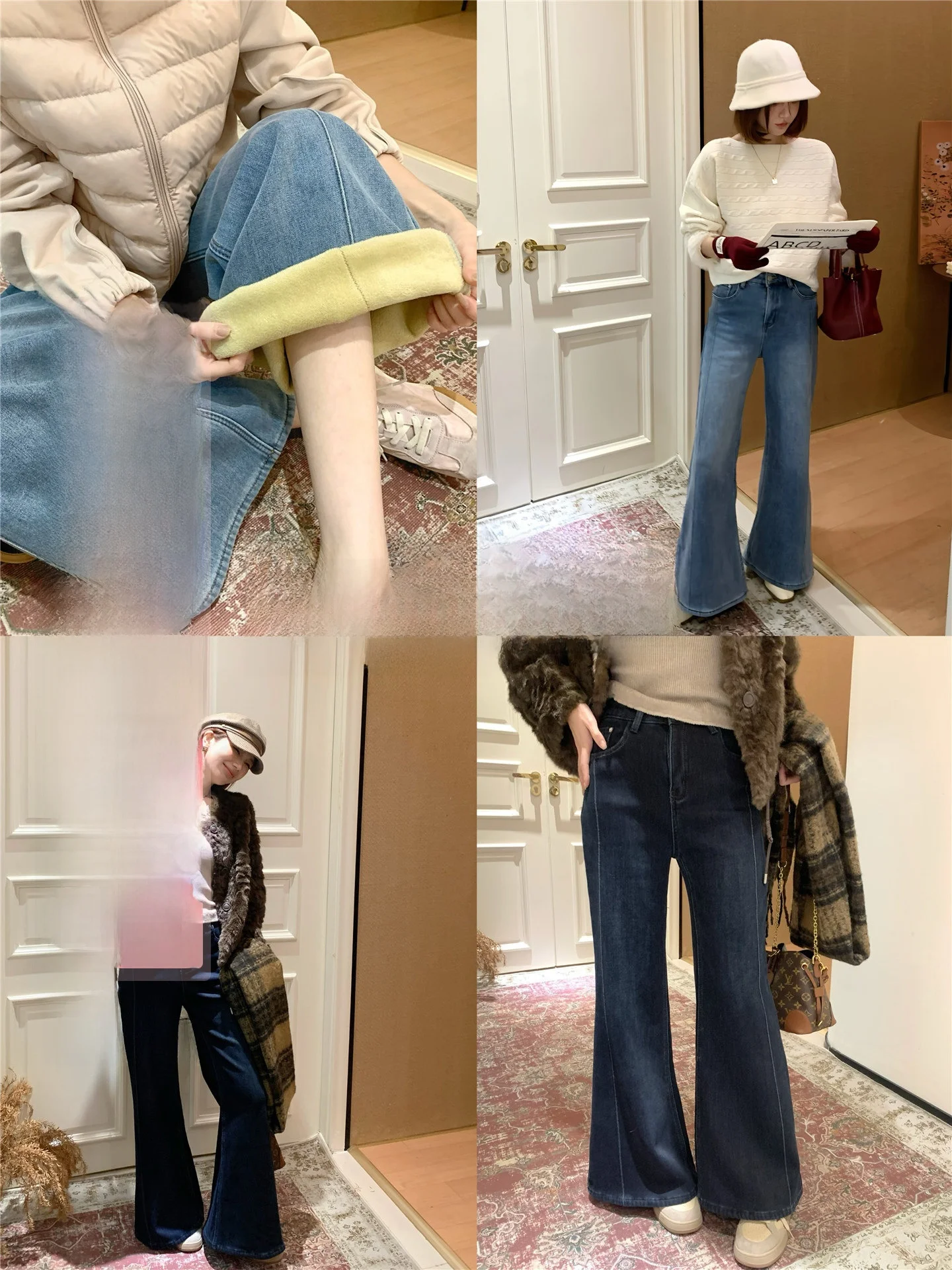 

Женские джинсы-клеш Wild Retro с утепленной флисовой подкладкой, осенне-зимние, в корейском стиле, с высокой талией, из эластичного хлопкового денима