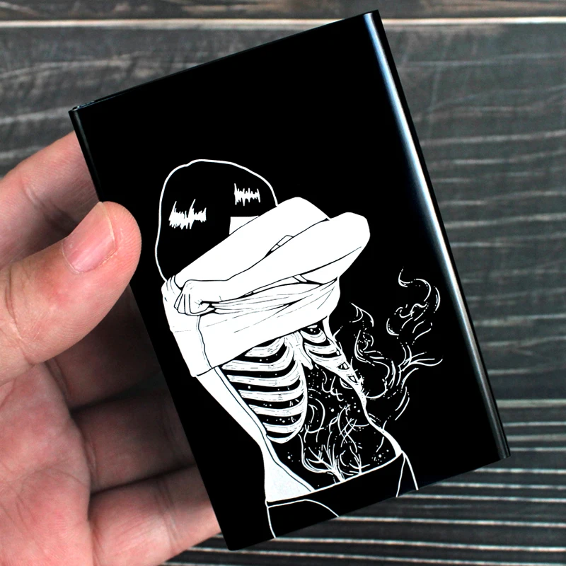 2024 NEW Arrival Black Creative Design Special Pattern Metal Aluminum Alloy Cigarette Case Box Custom LOGO DIY Gift For Man