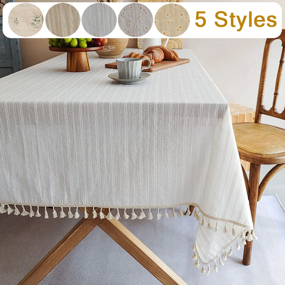 

1PC Korean Style Daisy Tassels Cotton Floral Tablecloth,Tea Table Decoration,Summer Kitchen Dining Rectangle Tablecloth Скатерть