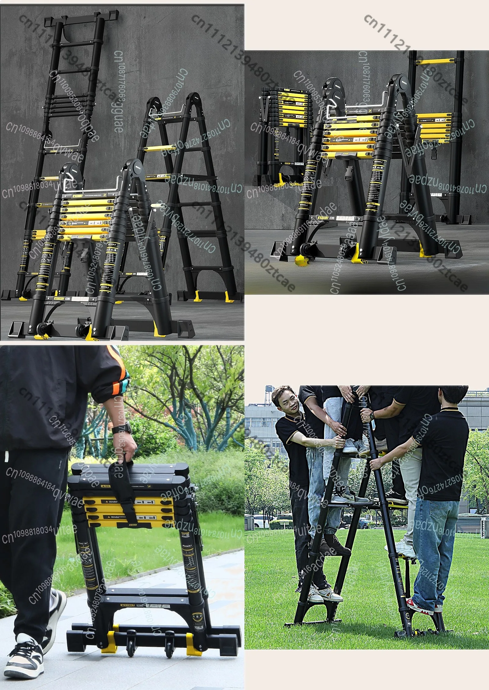 

New Herringbone Telescopic Ladder Aluminum Alloy Heavy Duty Folding Multifunctional Portable Floor Ladder