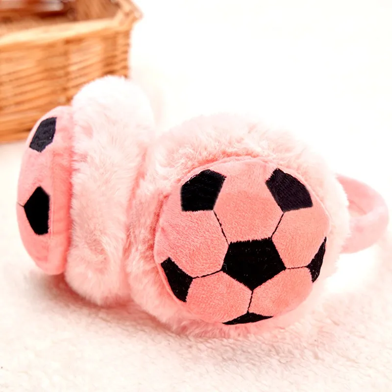 Nuovo In paraorecchie per bambini per l'inverno addensato peluche scaldino da viaggio all'aperto a prova di freddo bambini carino copriorecchie retrattile da calcio