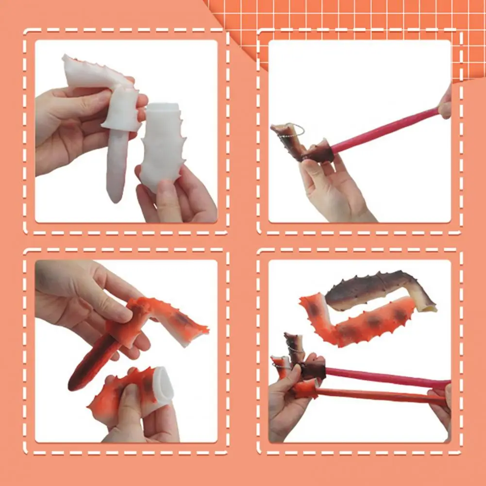 Crab Leg Shaped Toy Stretchy Crab Leg Squeeze Toy Stress Relief Fidget Pendant Soft Elastic Decompression Gadget for Kids
