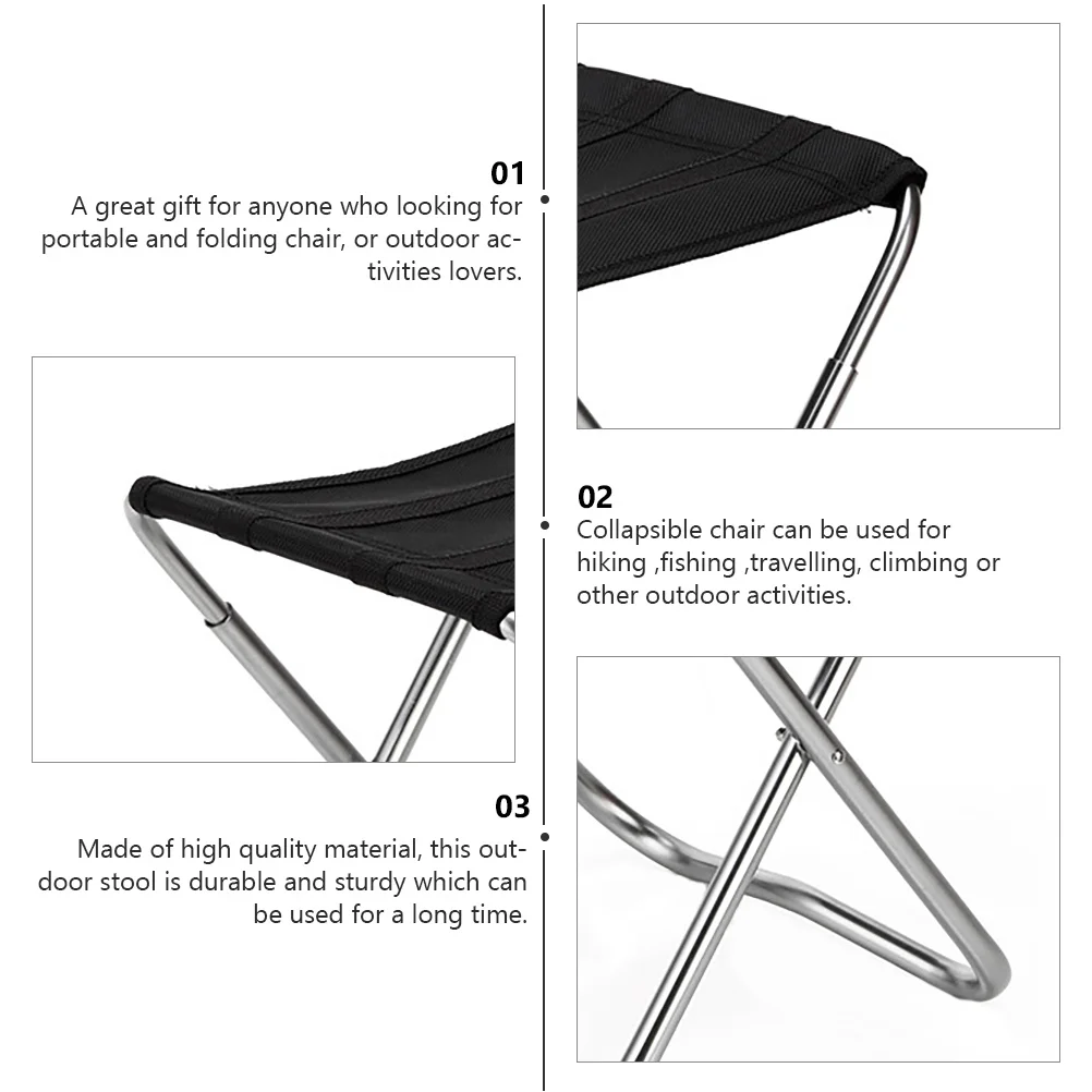

1Pcs Fishing Chair Folding Stool Outdoor Portable Aluminum Alloy Black for Camping Picnic Folding Chair Fishing Stool