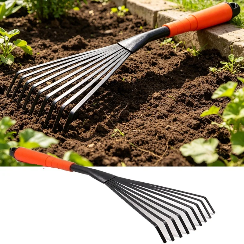 Multifunctional Ninetooth Nail Rake Household Sturdy and durable manganese steel laborsaving nail rake Garden agricultural tool