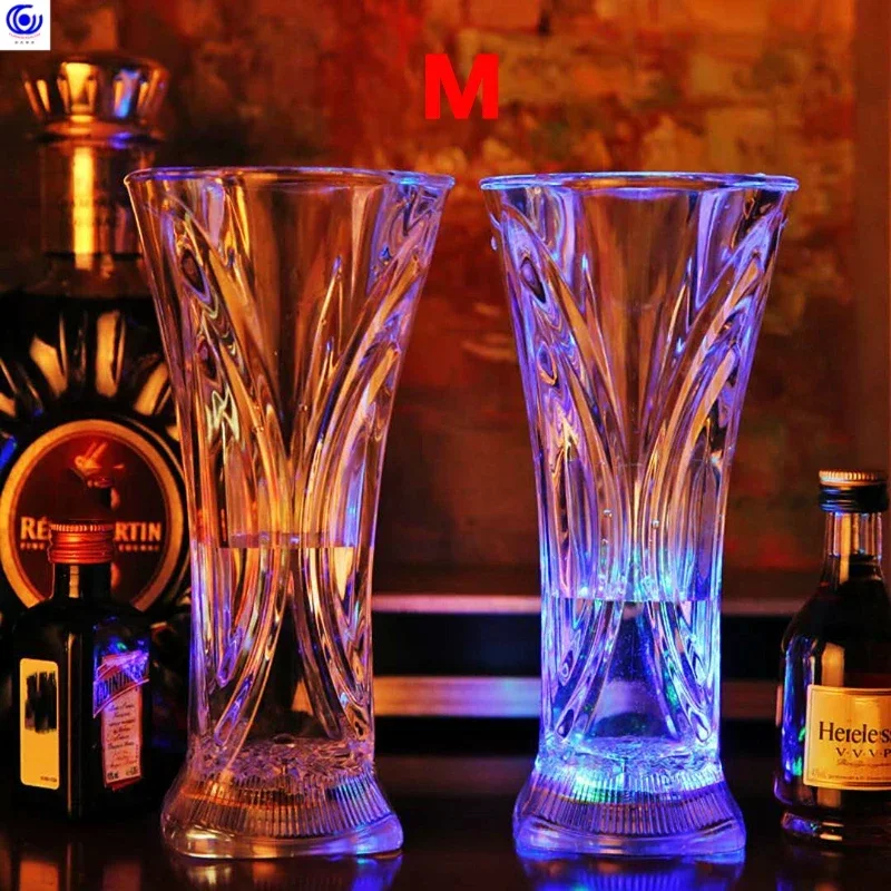 LED Luminous Beer Mug Flash Drinking Cup Color Changing Whiskey Glass Luminous Drinkware Bar Club Birthday Party Supplies