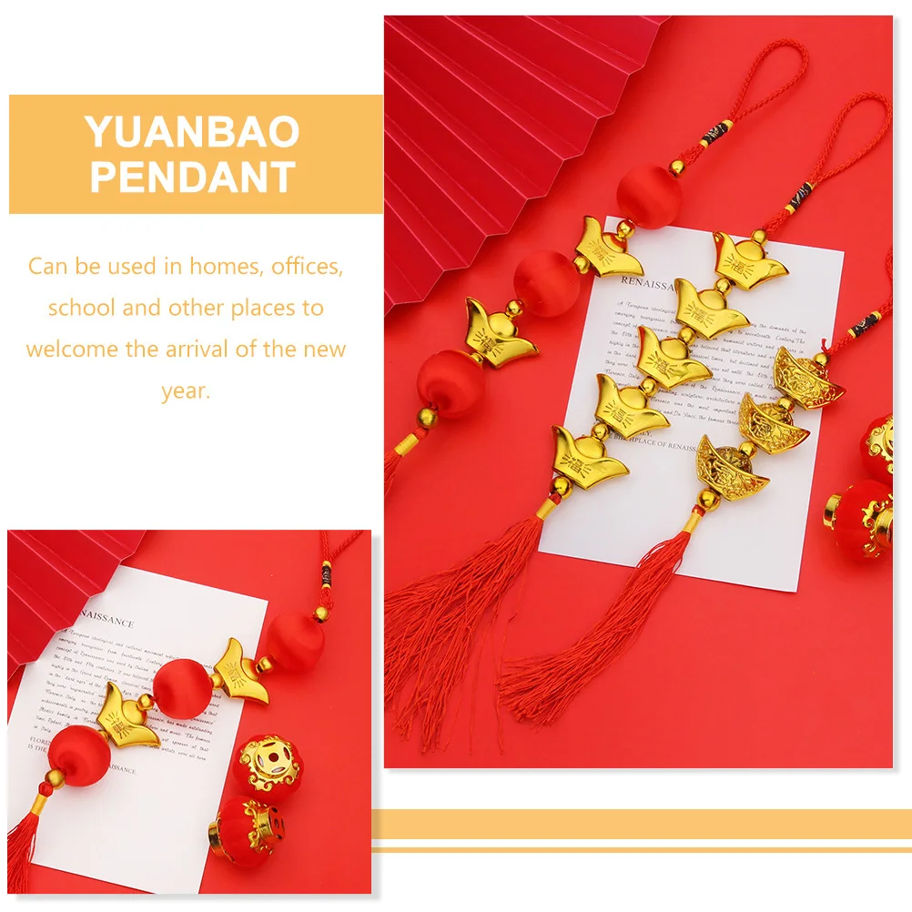 Colgante de lingote dorado, decoración colgante para Festival de Año Nuevo, adorno de bonsái, decoraciones colgantes para puerta del Festival de Primavera, 4 Uds.