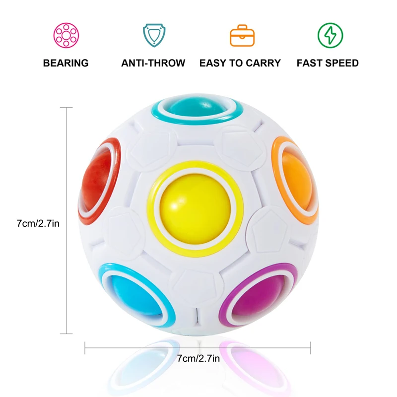 Creative Magic Rainbow Puzzle Ball Fidget Anti Stress Toys for Children Adult Stress Relief Colors Matching Ball Fun Games Gifts