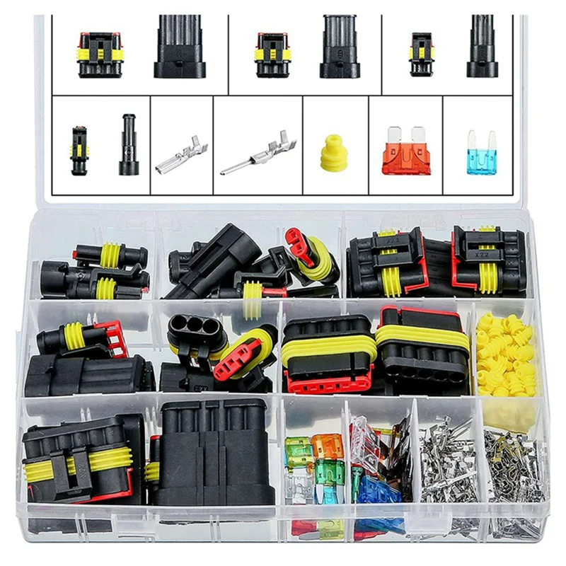 240PCS 1-6 Pin Car Electrical Connectors Wire Block Clamp Terminal Cable HID Wire Connector Terminal for Scooter Truck