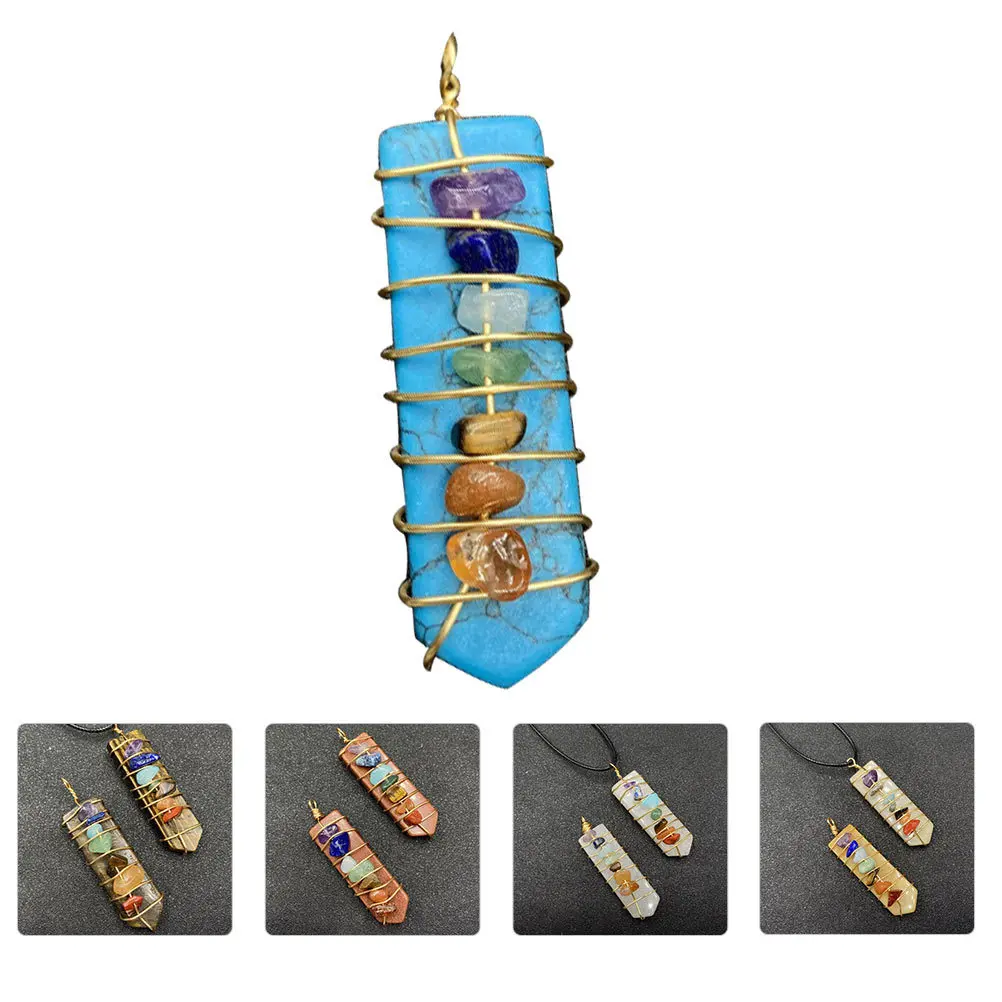 

Wire Wrapping Colorful Stone Pendant Necklace Pendant Hanging Necklace Decor Natural Stone Jewelry Making Gift Charm