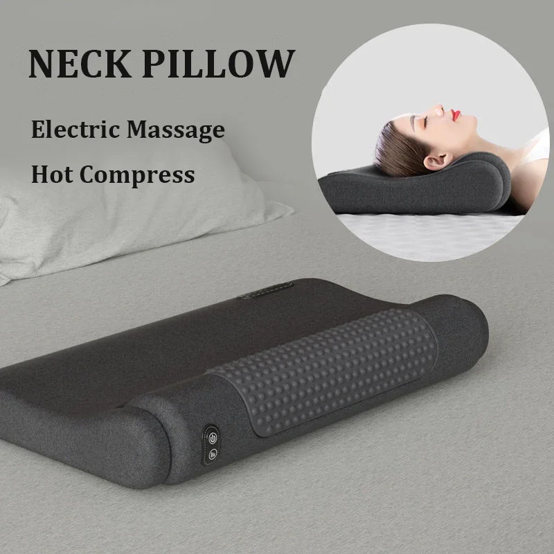 Electric Massage Neck Pillow for Protecting Cervical Spine Traction Hot Compress Sleeping Pillow Ergonomic Design Cushion Pillow