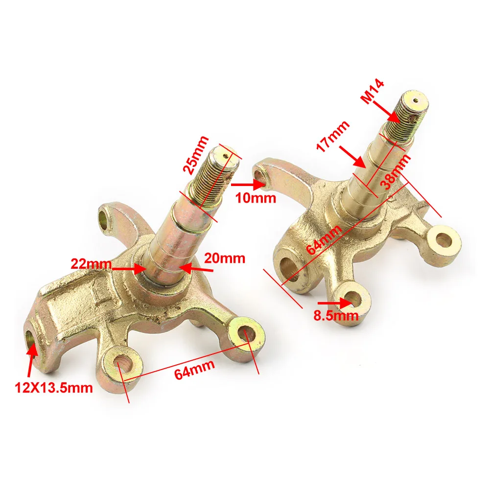 1Pair 17mm Front Steering Knuckle Spindle Left & Right For 110cc 125cc Quad Bike 4 Wheeler