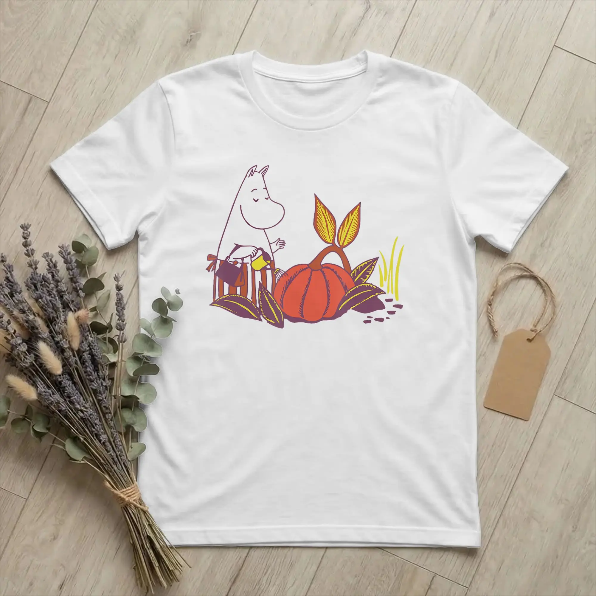 Lustige Mumien Mumimamma Kürbis-Bewässerungs-Stil Pflanzen-T-Shirts für Männer aus Baumwolle mit kurzen Ärmeln und Rundhalsausschnitt für den Sommer