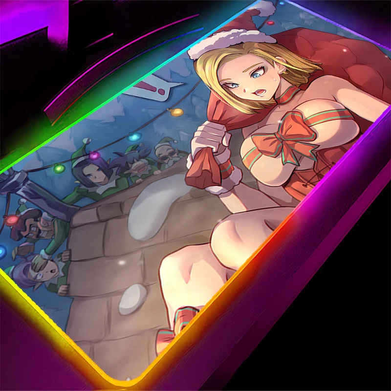 RGB-Mauspad, Dragon Ball, Android, 18 Gamer, großer Computer, erweitertes Spiel, LED-Mauspad, Schreibtischunterlage, Tastatur, Gummi-Hintergrundbeleuchtung, Teppich