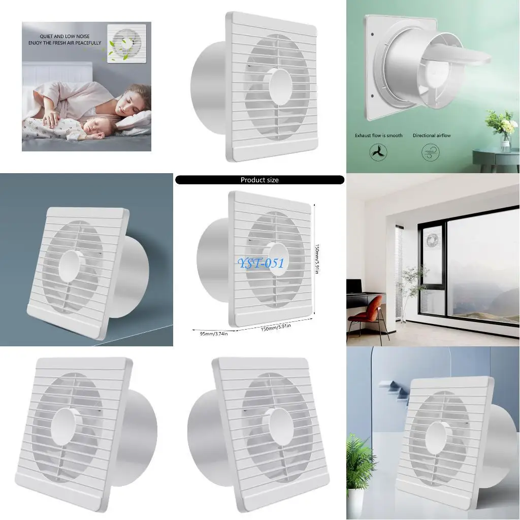 E15A الرطوبة التلقائية التي تسيطر عليها مروحة تهوية الحمام مقاومة للماء IPX4 34dB دوران الهواء الهادئ #1