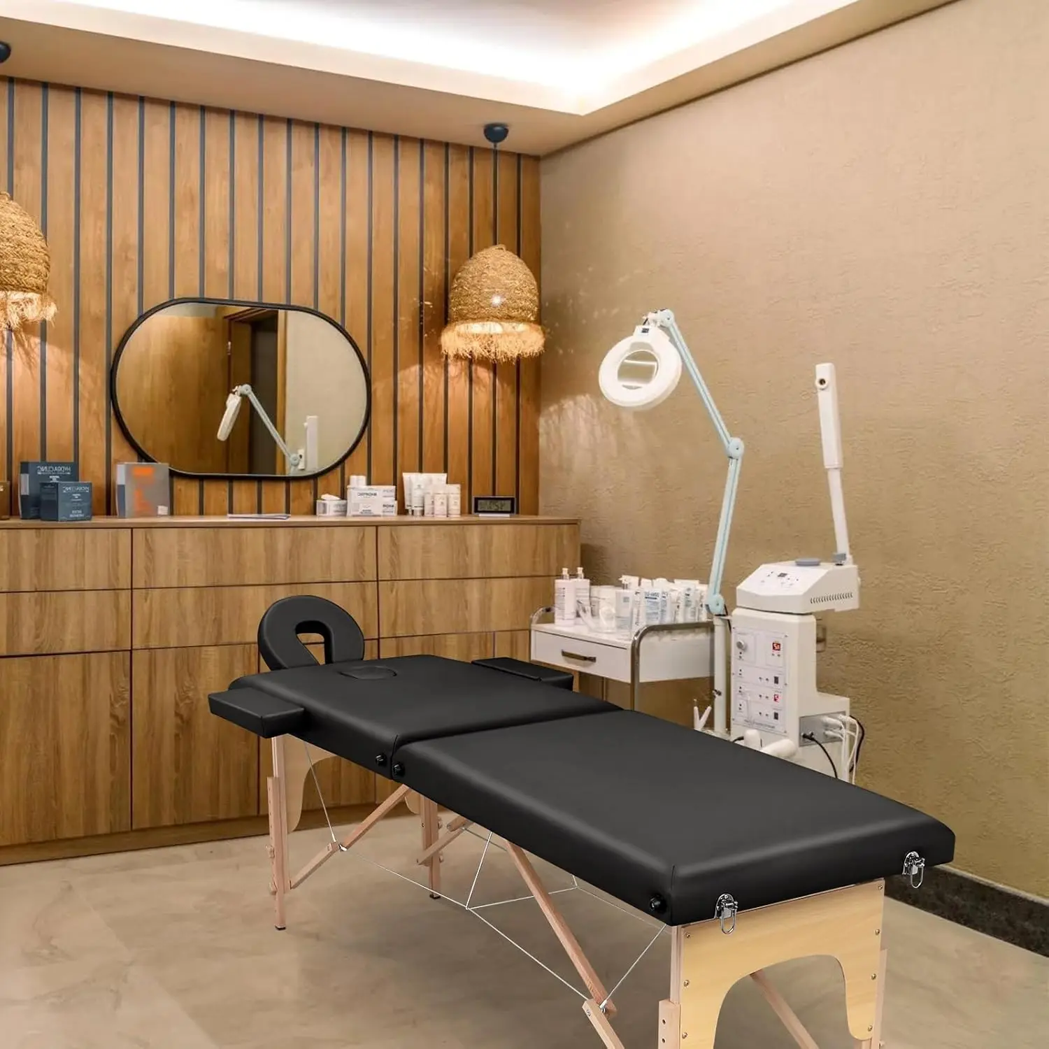 Portable Lash Bed: Folding Physical Therapy Table - Professional Spa Bed for Home - Black