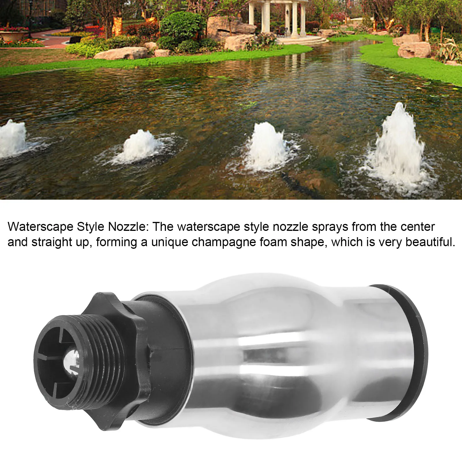 G1 Male Thread Frothy Foam Jet Fountain Nozzle 304 Stainless Steel Water Spray Head for Garden Pond Lake Frothy,Nozzle§Fountain,