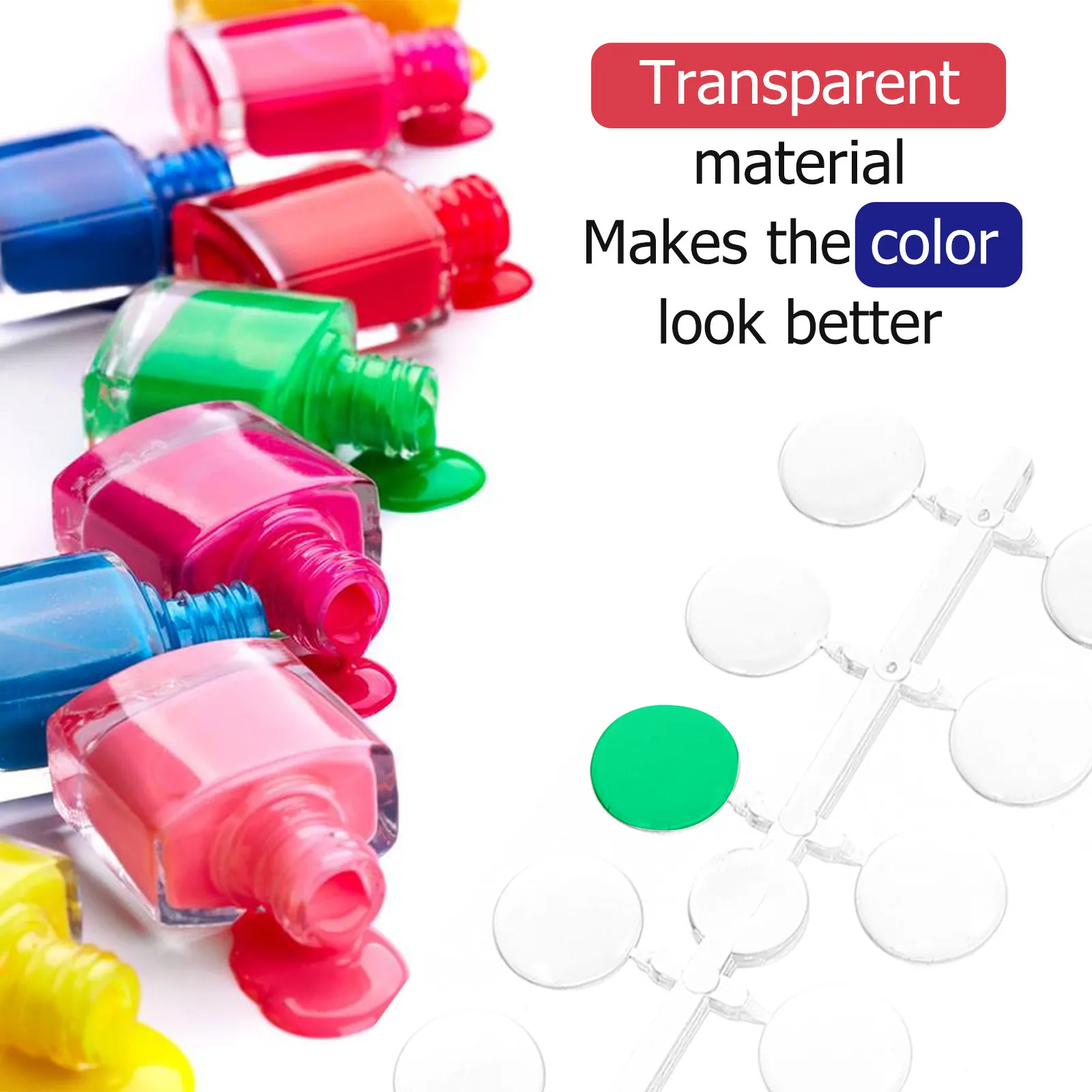 5Sets Professional Nail Color Display Board Transparent Round Color Chart for Manicure Practice Nail Art Salon Students DIY Home