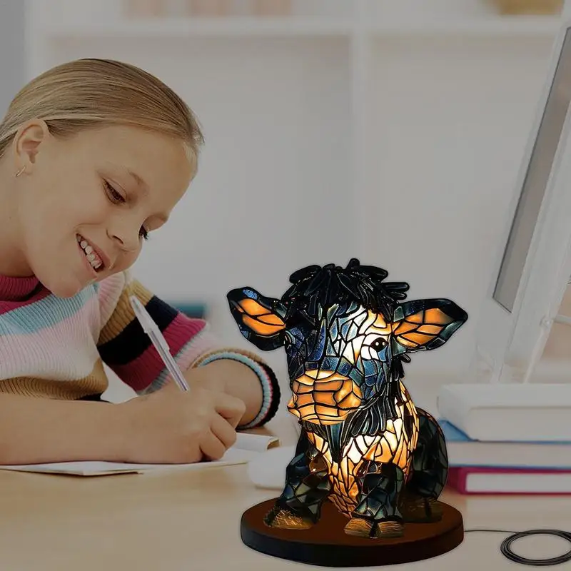 

3D Animal Lamps For Adults Cow Bedside Lamp Cow Light Western Table Lamp Highland Cow Table Lamp For Bedroom Desk Lamp Western