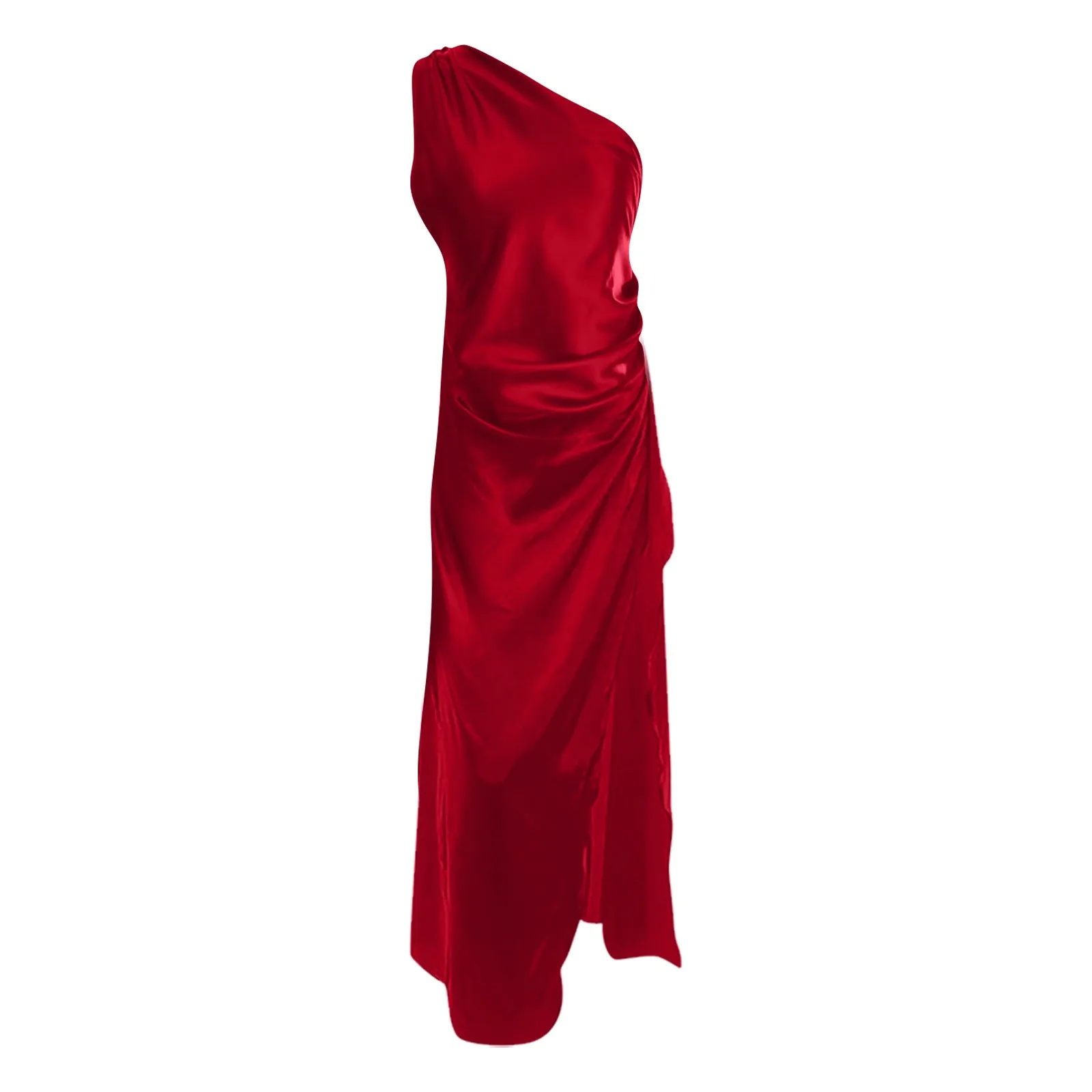 فساتين مثيرة للنساء من الساتان بدون ظهر فستان طويل للحفلات بكتف واحد وفتحة عالية فستان كوكتيل فساتين سهرة لحفلات الزفاف elbise