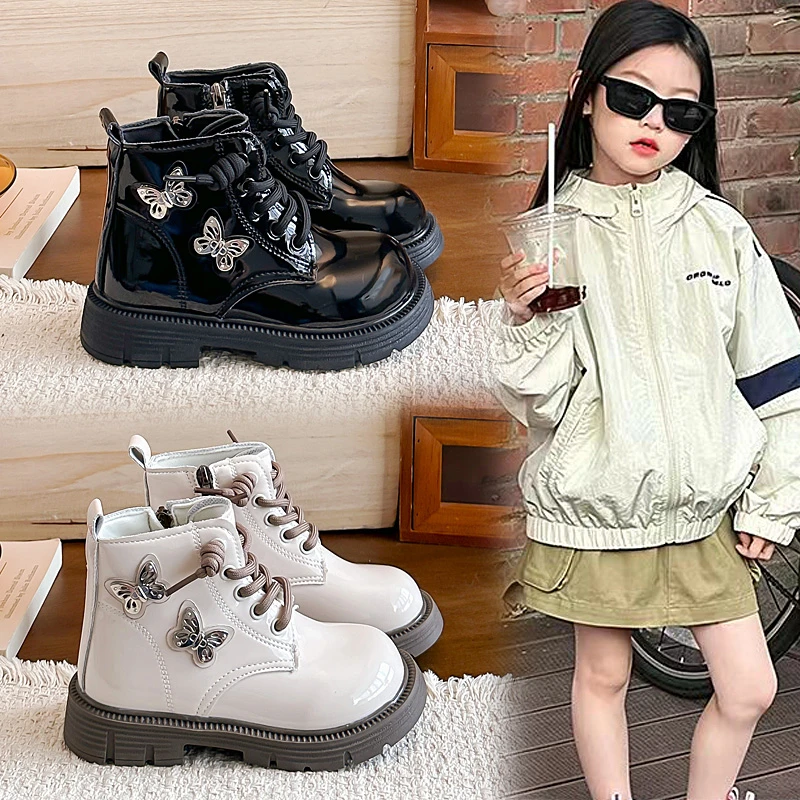 Girl's Ankle Boot Sweet Fashion Embroider Children Spring Autumn Leather Boots Causal Versatile Kid Princess Shorts Single Boots