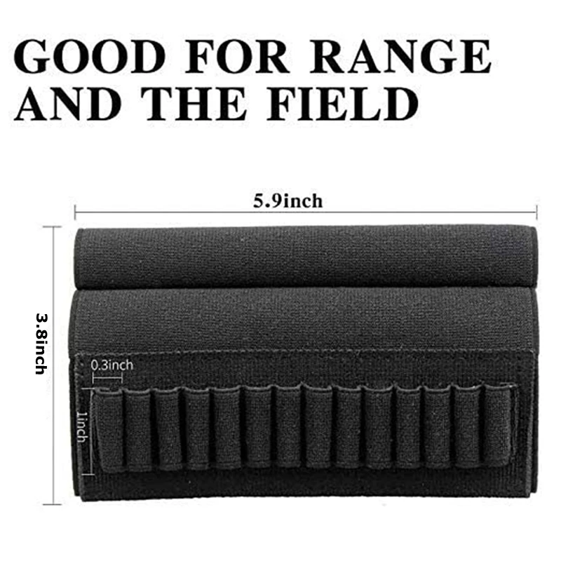 Hunting Tactical 9/14 Rounds Shotgun Buttstock 12/20 Gauge Mag Holder Carrier Rifle Cheek Rest Bandolier Bullet Cartridge Bag