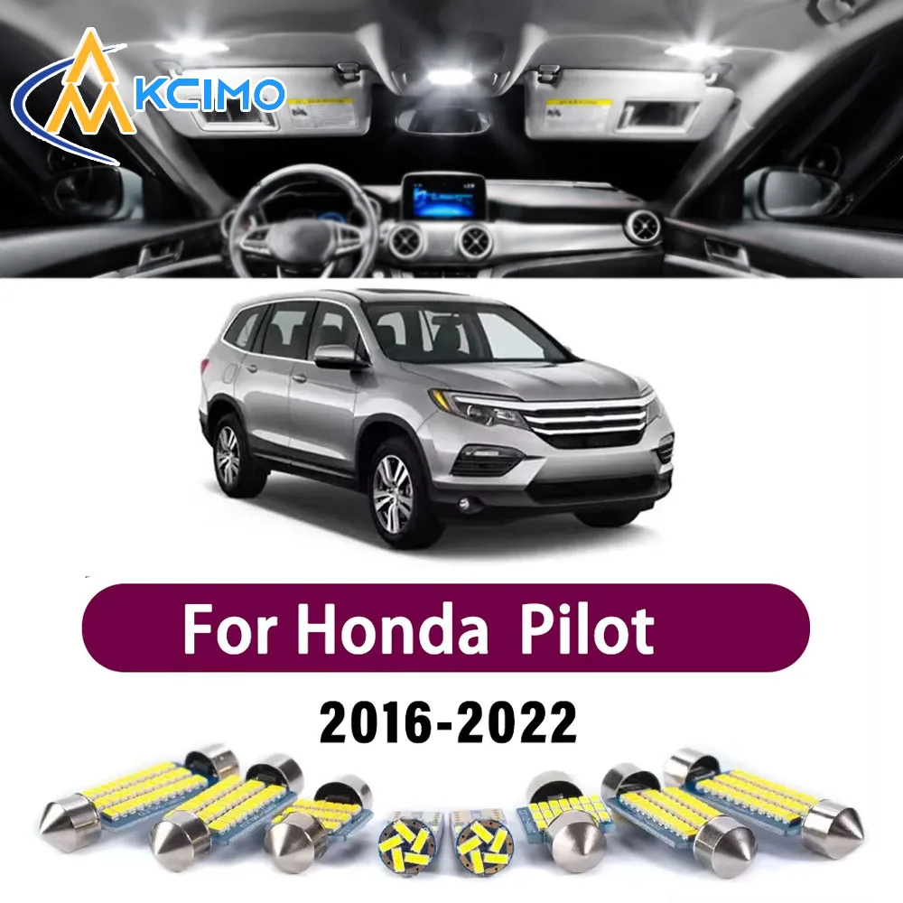 Kcimo Super Bright LED Interior Light Kit For Honda Pilot 2016-2022 Dome Map Lamp White Blue Car Accessories Canbus