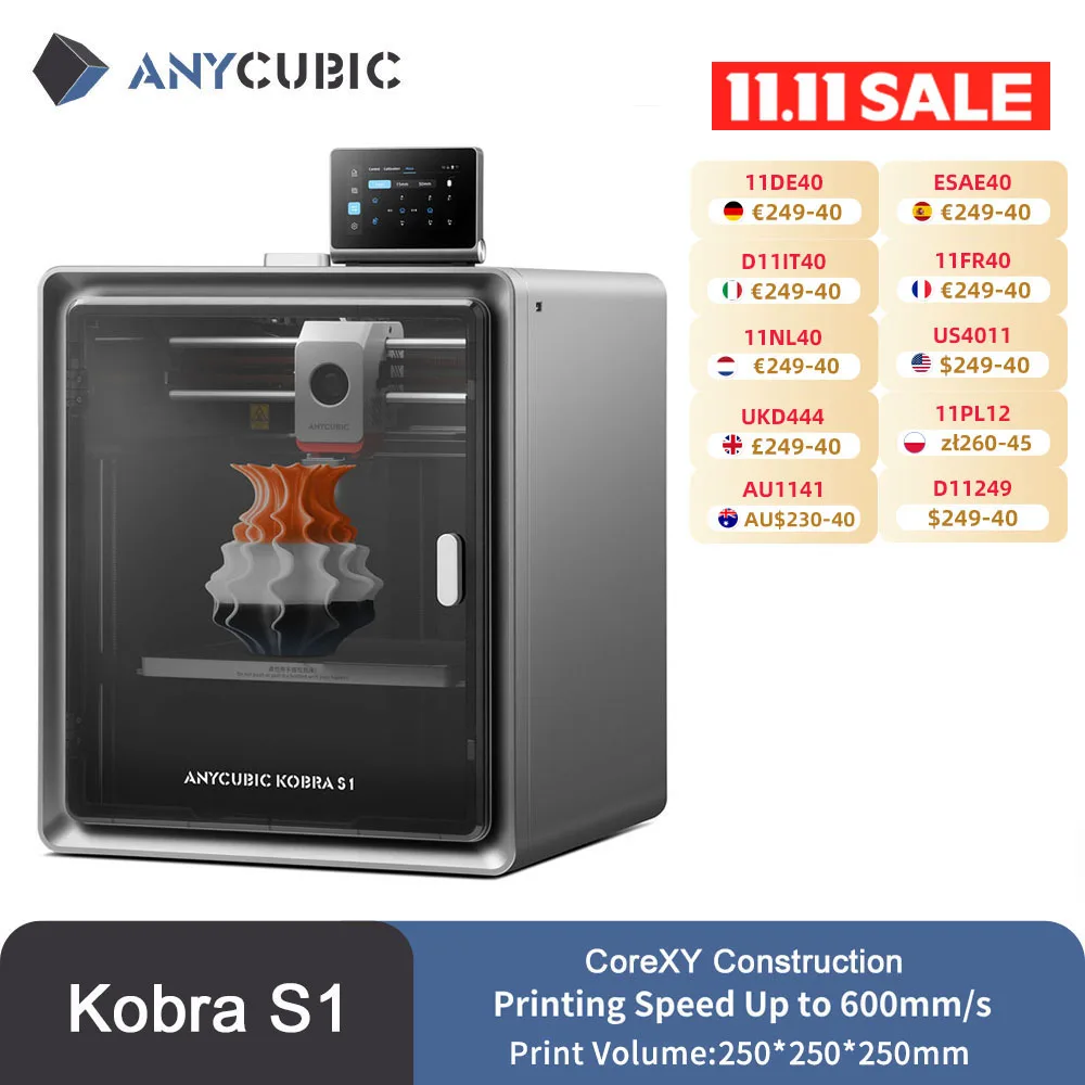 Anycubic Kobra S1 AE Version 3D-Druckerkern XY Stabile Struktur Höchstgeschwindigkeit 600 mm/s Hochpräziser, extrem leiser 3D-Drucker