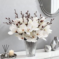  Magnolia Artificial Flower Bouquet Fall Home Wedding Decor Silk Gladiolus Simulated Flower Party Photography Props Supplies